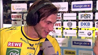 Uwe Gensheimer Philipp Weber amp Nikolaj Jacobsen nach dem LöwenSieg gegen Leipzig [upl. by Bruning600]