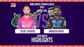 Sylhet Strikers vs Rangpur Riders  Highlights  20th Match  Season 10  BPL 2024 [upl. by Baerl]