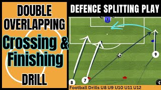 Passing DOUBLE OVERLAPPING Football Drill  Crossing and Shooting  U8 U9 U10 U11 U12 soccer drills [upl. by Odicalp]