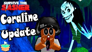 Playing the New Coraline Update w the Developer Spinning the Prize Wheel Survive the Slasher Roblox [upl. by Sharai]