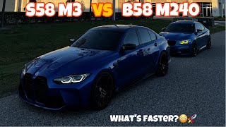 M240i vs M3 Competition  B58 vs S58 RACE [upl. by Aindrea473]