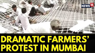 Maharashtra News  Dramatic Protest By farmers At Government Headquaters In Mumbai  News18 [upl. by Shalna]