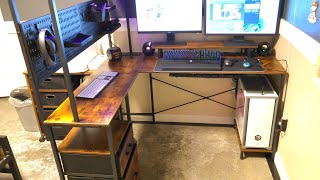 L Shaped Gaming Desk FULL assembly and review  YOOBURE Gaming Desk  HOW to assemble a gaming desk [upl. by Guido]