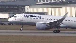 Lufthansa A320 Sharklets takeoff DAIUC at Hamburg Finkenwerder [upl. by Septima]