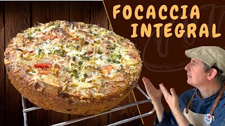 Focaccia Integral com Fermentação Longa  Fermento Natural [upl. by Aramoy]