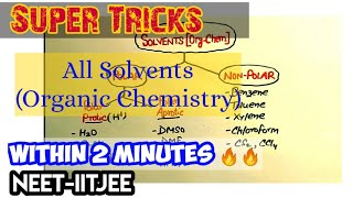 All SOLVENTS Of Organic Chemistry Super TRICKS🔥🔥  NeetIITJEE  Neet 2021  KV eDUCATION [upl. by Aicargatla]