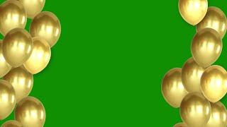 Birthday Balloons Flying Animation Green Screen  Gold Balloons Animation No Copyright Video [upl. by Marylou]