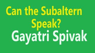 Summary of Can the Subaltern Speak by Gayatri Spivak [upl. by Bailie]