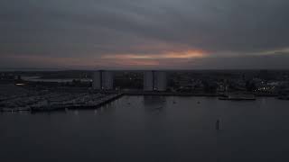 Silent Drone Sunset Over Gosports Tall Buildings with Backward Flight  26th August 2024 [upl. by Einahpts702]