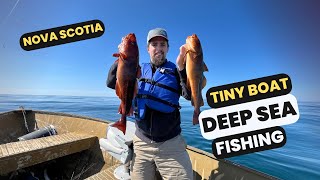 FISHING FOR COD POLLOCK AND MACKEREL FROM TINY BOAT IN OPEN OCEAN [upl. by Thgiwed]