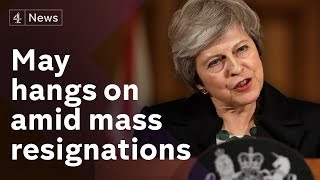 Mass cabinet resignations over May’s Brexit deal [upl. by Asseram]