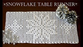 How To Crochet SNOWFLAKE Table Runner  Part 1 [upl. by Ellatnahc195]