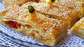 strudel poulet avec la Pâte feuilletée rapide مملحات رمضان فطائر الدجاج بالعجين المورق السريع [upl. by Tarrah]