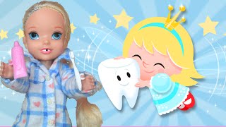 Elsa and Anna Toddlers Dentist  Tooth Fairy First Wiggly Tooth Dolls  Ep 63  Toys In Action [upl. by Dnomaj]