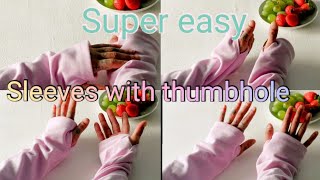 How to sew thumb hole sleeves SUPER EASY  diy [upl. by Skricki]