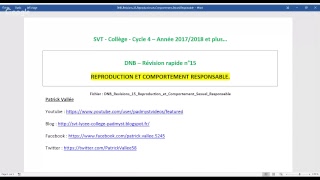 DNB  REVISION RAPIDE N15  REPRODUCTION ET COMPORTEMENT SEXUEL RESPONSABLE [upl. by Edd831]