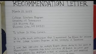 How to Write A Recommendation Letter for Students Step by Step  Writing Practices [upl. by Bigner]