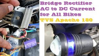 How to Convert AC to DC Current For All Bikes  Bridge Rectifier  Tvs Apache 180  BR09Biker [upl. by Canica894]