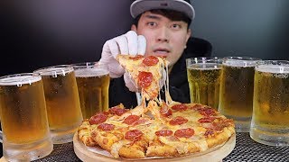 ASMR MUKBANG 시원한 맥주 원샷 페페로니피자 리얼사운드 먹방SUBBEER ONE SHOT Pepperoni pizza amp fresh beer bottoms up [upl. by Ylurt353]