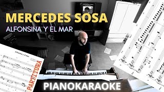 Mercedes Sosa  Alfonsina y el mar Partitura  Pianokaraoke [upl. by Nevag]