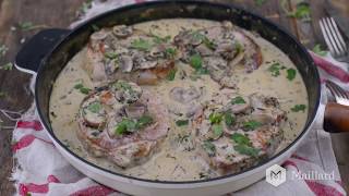 RECETTE MAILLARD  Côtelettes de porc avec sauce crémeuse aux champignons [upl. by Okiron]