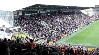 Fulham v Blackpool Blackpool fans singing quotThis is the best tripquot [upl. by Akcebar740]