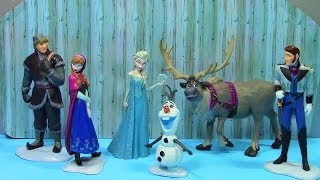 Disney Frozen Anna Elsa Olaf Sven Kristoff Hans Disney Store Figurine Playset [upl. by Nosle]