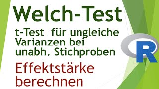 Effektstärke Cohens d für WelchTest in R berechnen  Daten analysieren in R30 [upl. by Esac430]