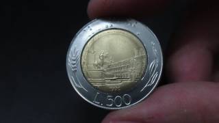 Moneta 500 Lire quotBimetallichequot della Repubblica Italiana [upl. by Enner]