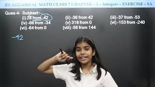 RS Aggarwal Math Class 7 Chapter 1 Integers Ex 1A Q 3 and 4  Basic Math Glory [upl. by Glynda]