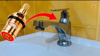 How to Fix Water Leakage Tap  Repair Sink Bathroom Tap  Water leak even close the faucet handle [upl. by Novek]