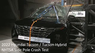 2022 Hyundai Tucson  Tucson Hybrid NHTSA Side Pole Crash Test Early Release [upl. by Mirabella]