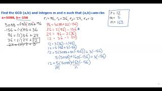 Euclidean Algorithm Finding m and n Values Negative Example [upl. by Bradney863]