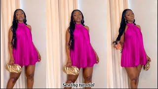 How to sew this stylish halter neck dress with a rope [upl. by Akimak188]