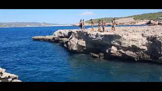 Diving off the Rocks at Cala Basa [upl. by Refynnej403]