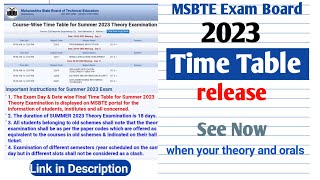 how to download time table MSBTE board exam summer 2023  msbte time table summer 2023  time table [upl. by Yrffej]