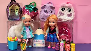 Back to school shopping  Elsa amp Anna toddlers  Barbie dolls  backpack  lunch bag supplies [upl. by Idelle924]