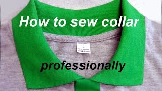 ✂✂ How to Sew a tshirt collar Polo ✂ Jak wszyć kołnierzyk do koszulki polo Kurs szycia [upl. by Nwadal362]