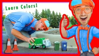 Learn Colors for Toddlers with Blippi Toys  Garbage Truck Toy [upl. by Hoon]