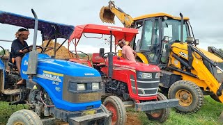 Jcb 3dx Eco Excellence Machine Loading Red Mud In Mahindra and Sonalika Tractor  Jcb Tractor Video [upl. by Kcirdneh]