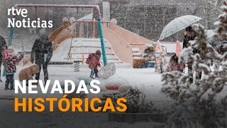 BORRASCA JUAN Las NEVADAS causan PROBLEMAS en CARRETERAS de SORIA y ZARAGOZA  RTVE Noticias [upl. by Randy]