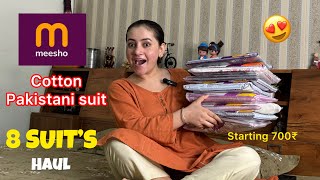 HUGE Meesho Cotton Pakistani Suit Haul🤩 [upl. by Docilla]