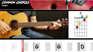 Linger  The Cranberries  EASY GUITAR CHORDS  Common Chords [upl. by Josee891]