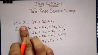 TWO PHASE SIMPLEX METHOD IN Hindi With solved NumericalTWO PHASE METHOD in OR by JOLLY Coaching [upl. by Damara]