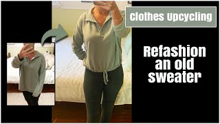 Refashion an old sweater Activewear upcycling DIY [upl. by Ahsinirt]