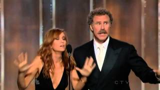 Will Ferrell amp Kristen Wiig hilarious presenting speech  70th Annual Golden Globe Awards 2013 [upl. by Namyw]