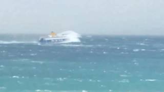 Rough seas in Aegean Sea Greece  9 to 10 Beaufort  BLUE STAR PAROS [upl. by Verdie]