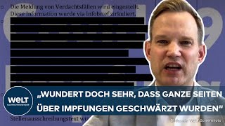 CORONAPROTOKOLLE Schwärzungen quotFrage mich warum Öffentlichkeit das nicht sehen sollquot – Streeck [upl. by Ahsahs291]