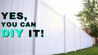 How to Install a Vinyl Fence DIY Privacy Fence Build [upl. by Hayn]