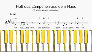 Klavier Holt das Lämpchen aus dem Haus Klaviatur Melodie Akkorde Text [upl. by Oriole]